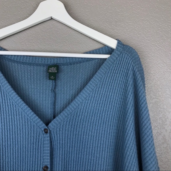 Wild Fable 2X Blue V-neck Button Down Waffle Knit Cardigan Sweater Oversized